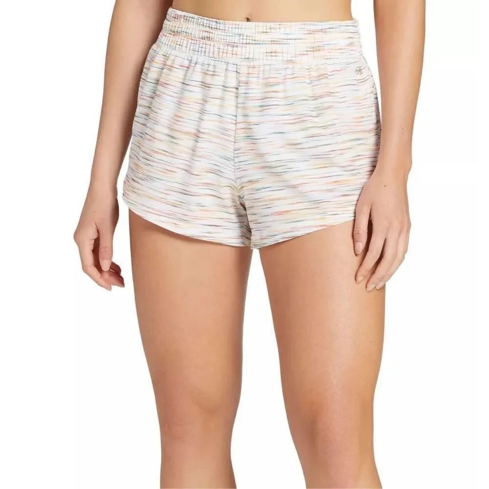 DSG girls Mid Rise 3" Stride Run Shorts, Space Dye White, Size XL 16 NWT